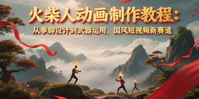 火柴人动画制作教程：从拳脚设计到武器运用，国风短视频新赛道-资源大汇总
