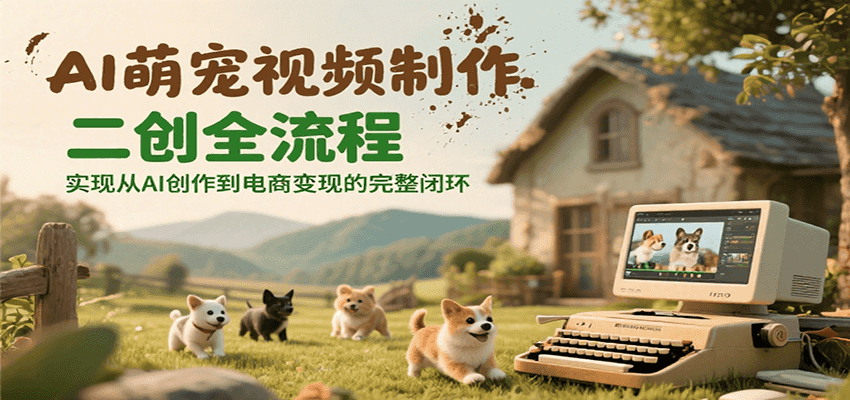 AI萌宠视频制作二创全流程，实现从AI创作到电商变现的完整闭环-资源大汇总
