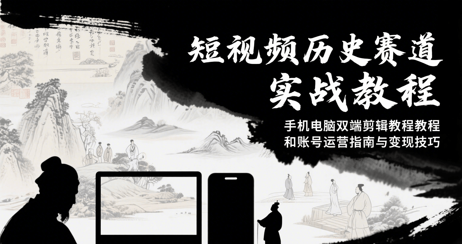 短视频历史赛道实战教程，手机电脑双端剪辑教程和账号运营指南与变现技巧-资源大汇总