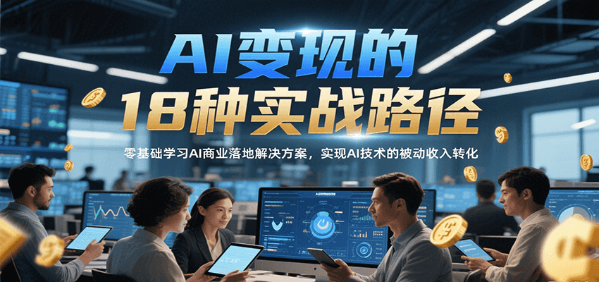 AI变现的18种实战路径，零基础学习AI商业落地解决方案，实现AI技术的被动收入转化-资源大汇总