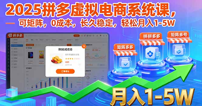 2025拼多多虚拟电商系统课，可矩阵，0成本，长久稳定，轻松月入1-5W-资源大汇总