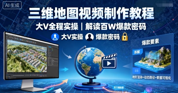 三维地图视频制作教程，大V全程实操，解读百W爆款密码-资源大汇总