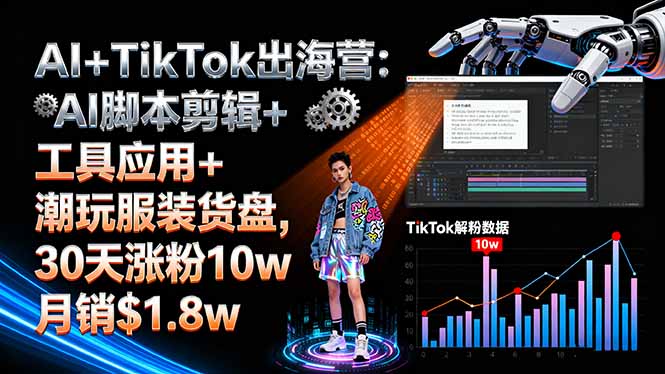 AI+TikTok出海营:AI脚本剪辑+工具应用+潮玩服装货盘,30天涨粉10w月销$1.8w-资源大汇总