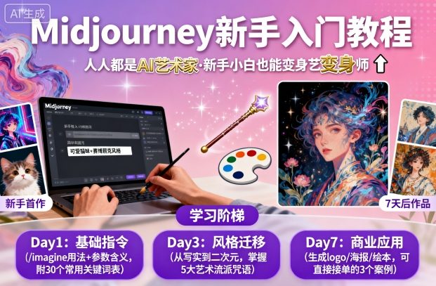 midjourney新手入门教程：人人都是AI艺术家，新手小白也能变身艺术大师-资源大汇总