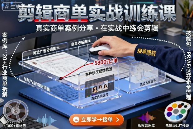 剪辑商单实战训练课，真实商单案例分享，在实战中练会剪辑-资源大汇总