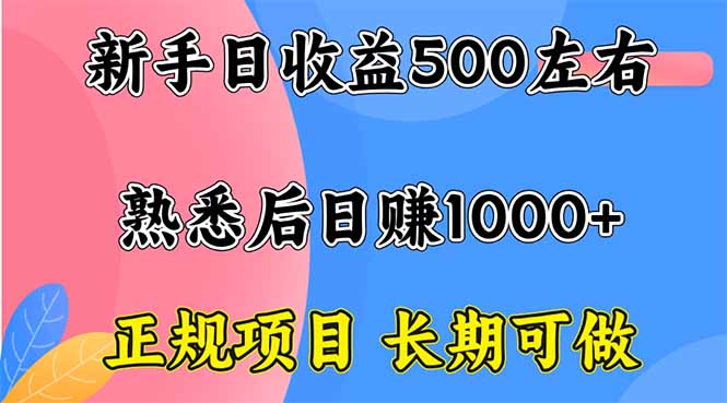 新手日收益500+ 正规项目 长期可做-资源大汇总