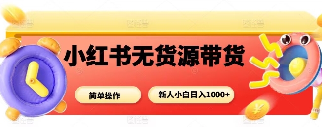 小红书无货源带货项目，简单无脑，新人小白日入多张-资源大汇总