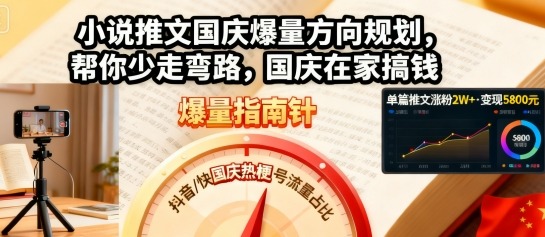 小说推文国庆爆量方向规划，帮你少走弯路，国庆在家搞钱-资源大汇总