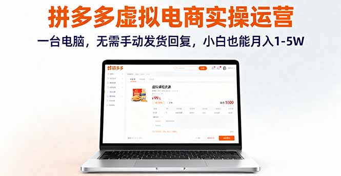 拼多多虚拟电商实操运营，一台电脑，无需手动发货回复，小白也能月入1-5W-资源大汇总