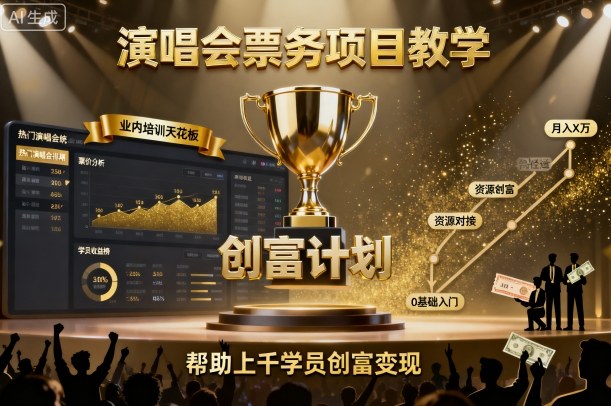 演唱会票务项目教学，业内培训天花板，帮助上千学员创富变现-资源大汇总
