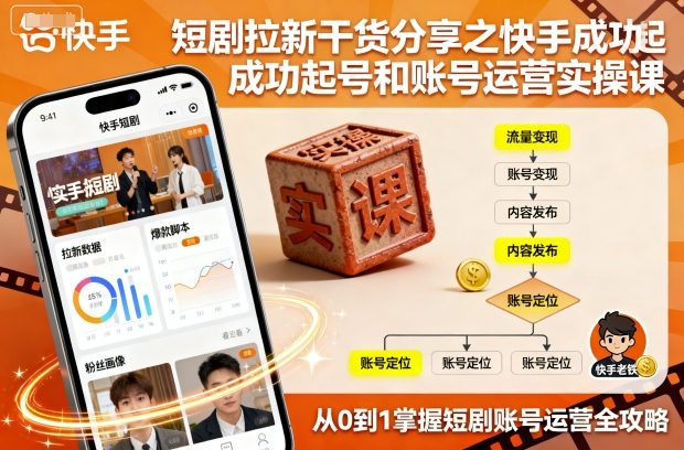 短剧拉新干货分享之快手成功起号和账号运营实操课-资源大汇总