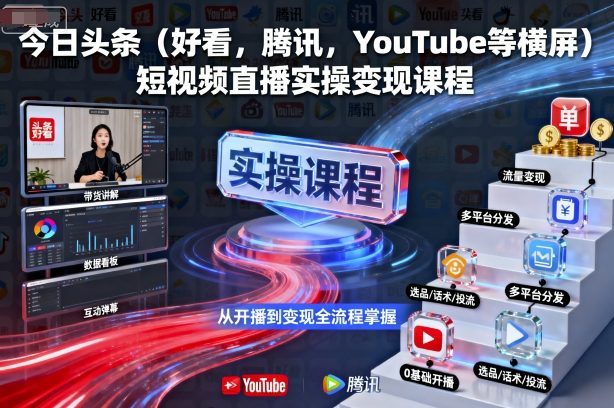 今日头条(好看，腾讯，YouTube等横屏)短视频直播实操变现课程-资源大汇总