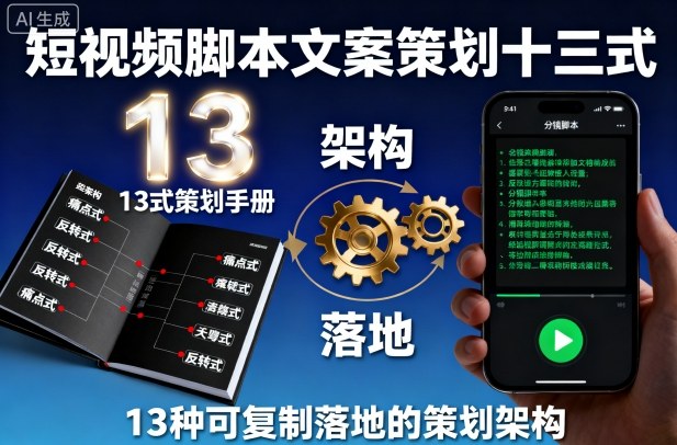 短视频脚本文案策划十三式，13种可复制落地的策划架构-资源大汇总