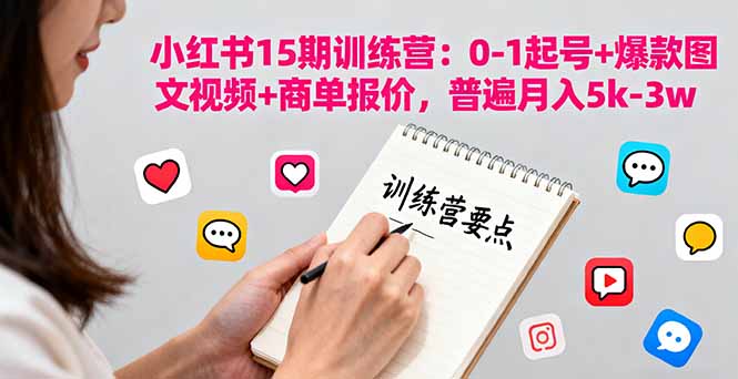 小红书15期训练营：0-1起号+爆款图文视频+商单报价，普遍月入5k-3w-资源大汇总