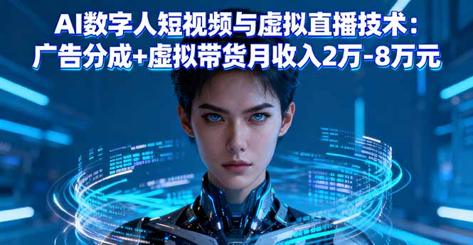 AI数字人短视频与虚拟直播技术：广告分成+虚拟带货月收入2万-8万元-资源大汇总