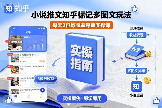 小说推文知乎标记多图文玩法，每天3位数收益爆单实操课-资源大汇总