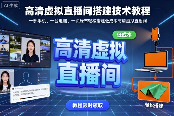 高清虚拟直播间搭建技术教程，一部手机、一台电脑、一块绿布轻松搭建低成本高清虚拟直播间-资源大汇总