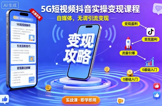 5G短视频抖音实操变现课程，自媒体，无谓引流变现-资源大汇总