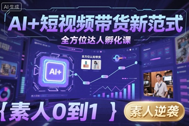 AI+短视频带货新范式全方位达人孵化课，素人也可以从0到1，全方位认知短视频带货-资源大汇总