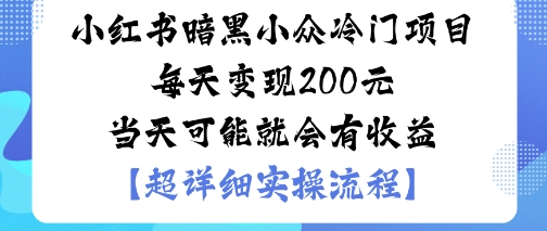 小红书暗黑小众冷门项目每天变现2张当天可能就会有收益-资源大汇总