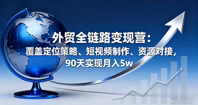 外贸全链路变现营：覆盖定位策略、短视频制作、资源对接，90天实现月入5w-资源大汇总