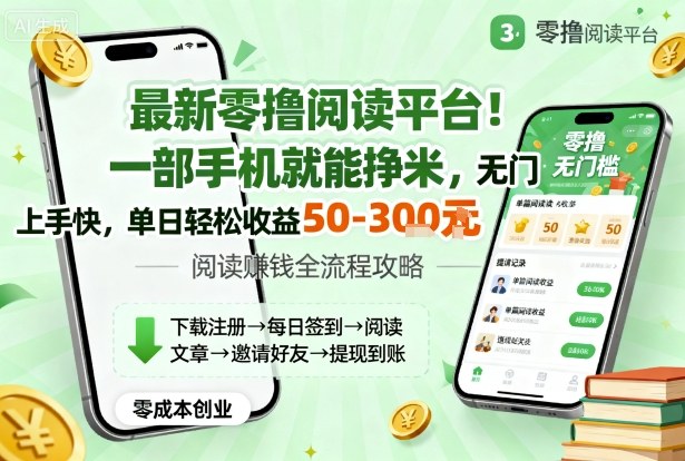 最新零撸阅读平台！一部手机就能挣米，无门槛上手快，单日轻松收益50-3张【揭秘】-资源大汇总