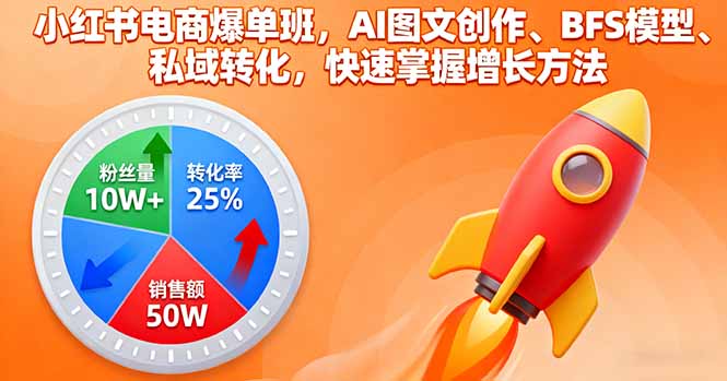 小红书电商爆单班，AI图文创作、BFS模型、私域转化，快速掌握增长方法-资源大汇总