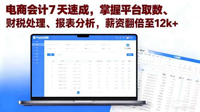 电商会计7天速成，掌握平台取数、财税处理、报表分析，薪资翻倍至12k+-资源大汇总