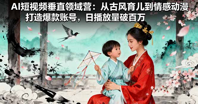AI短视频垂直领域营：从古风育儿到情感动漫，打造爆款账号,日播放量破百万-资源大汇总