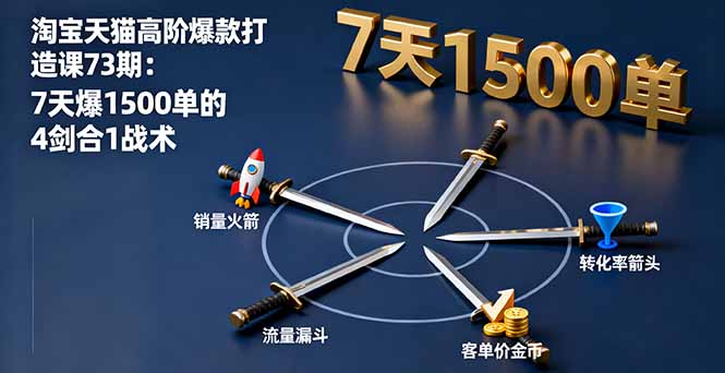 淘宝天猫高阶爆款打造课73期：7天爆1500单的4剑合1战术-资源大汇总