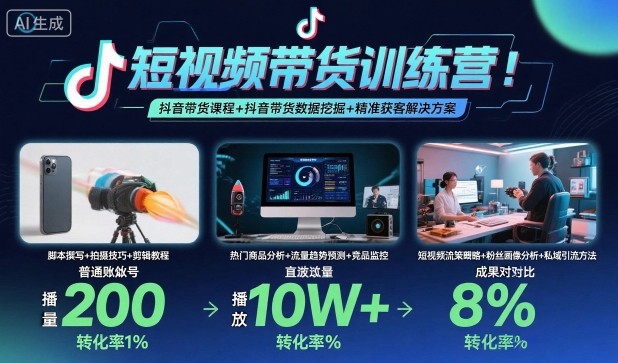 短视频带货训练营，抖音带货课程+抖音带货数据挖掘+精准获客解决方案-资源大汇总