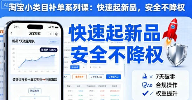 淘宝小类目补单系列课，快速起新品，安全不降权-资源大汇总
