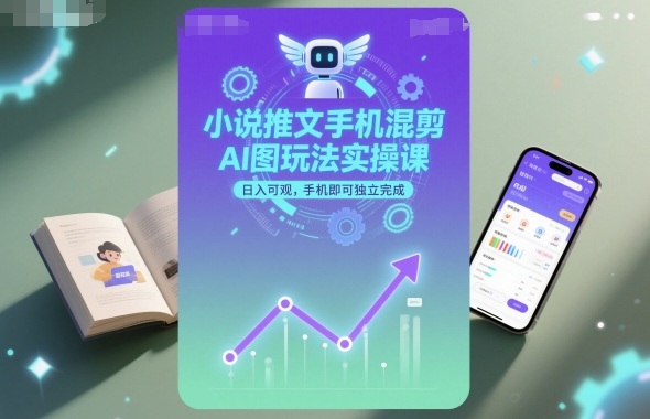 小说推文手机混剪AI图玩法实操课，日入可观，手机即可独立完成-资源大汇总
