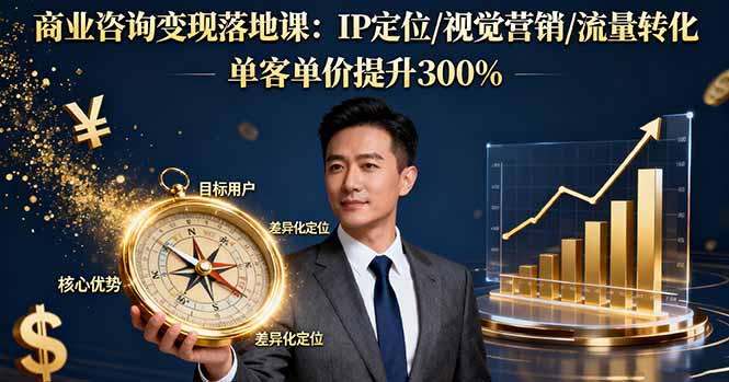 商业咨询变现落地课：IP定位/视觉营销/流量转化，单客单价提升300%-资源大汇总