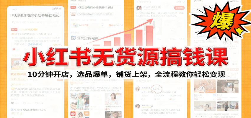 小红书无货源爆单课：10分钟开店，选品爆单，铺货上架，全流程教你轻松变现-资源大汇总