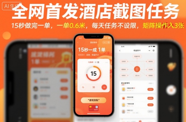 全网首发酒店截图任务，15秒做完一单，一单0.6米，每天任务不设限，矩阵操作日入3张【揭秘】-资源大汇总