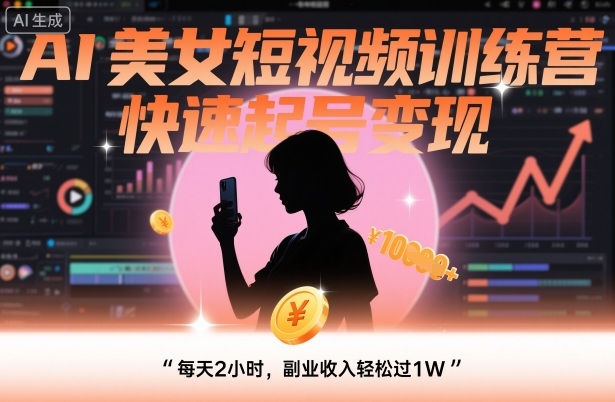 AI美女短视频训练营，快速起号变现，每天2小时，副业收入轻松过1W-资源大汇总