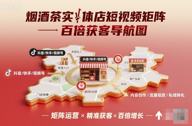 烟酒茶实体店短视频矩阵百倍获客导航图-资源大汇总