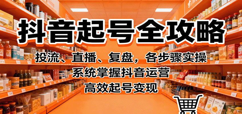 抖音起号全攻略，投流、直播、复盘，各步骤实操，系统掌握抖音运营，高效起号变现-资源大汇总