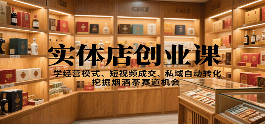 实体店创业课：学经营模式、短视频成交、私域自动转化，挖掘烟酒茶赛道机会-资源大汇总