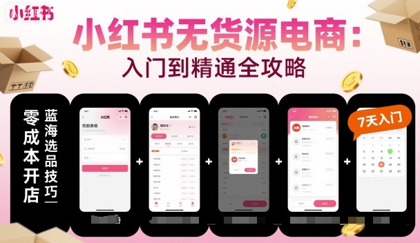 小红书无货源电商，入门到精通，开店+选品+笔记+剪辑+赛道+内容-资源大汇总