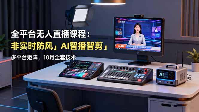 全平台无人直播课程：非实时防风＋AI智播智剪＋多平台矩阵，10月全套技术-资源大汇总