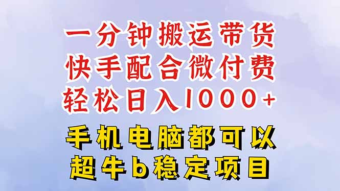 快手黑科技一分钟搬运带货，一刀不剪过原创，微付费投流玩法，轻松日入…-资源大汇总