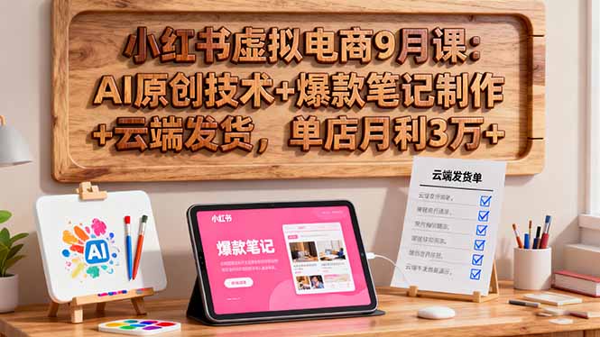 小红书虚拟电商9月课：AI原创技术+爆款笔记制作+云端发货，单店月利3万+-资源大汇总