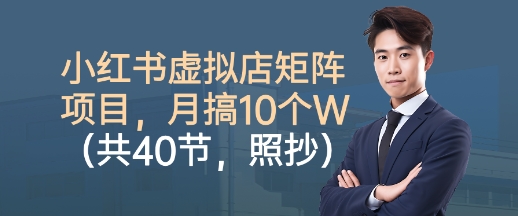小红书虚拟店矩阵项目，照抄照做，月搞1W+(共40节)-资源大汇总