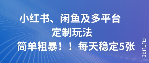 小红书、闲鱼及多平台定制玩法简单粗暴！每天稳定5张-资源大汇总