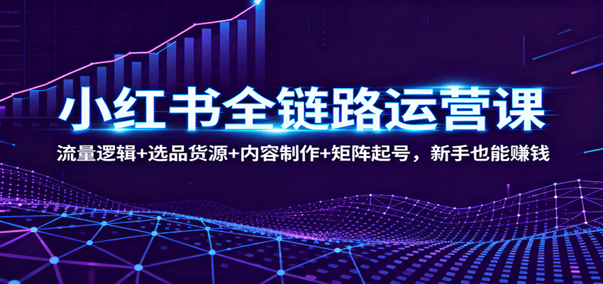 小红书全链路运营课：流量逻辑+选品货源+内容制作+矩阵起号，新手也能赚钱-资源大汇总
