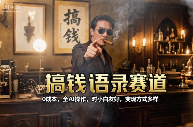 搞钱语录赛道，0成本，全AI操作，对小白友好，变现方式多样-资源大汇总
