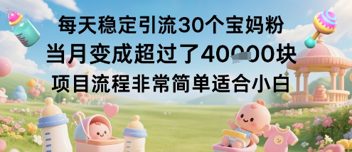 每天稳定引流30个宝妈粉当月变成超过了1W+项目流程非常简单适合小白-资源大汇总