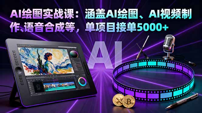 AI绘图实战课：涵盖AI绘图、AI视频制作、语音合成等，单项目接单5000+-资源大汇总